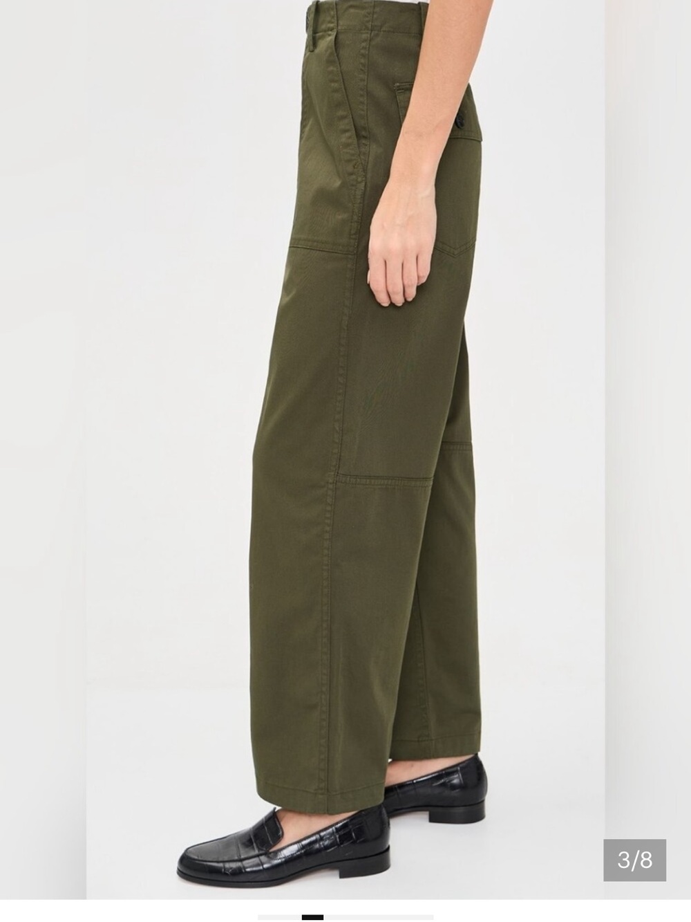 NWT A.L.C. Wide leg pleated  green satin cotton pants size 8